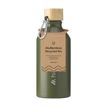 Logo trade corporate gifts picture of: AluBamboo GRS Recycled Alu 500 ml water bottle